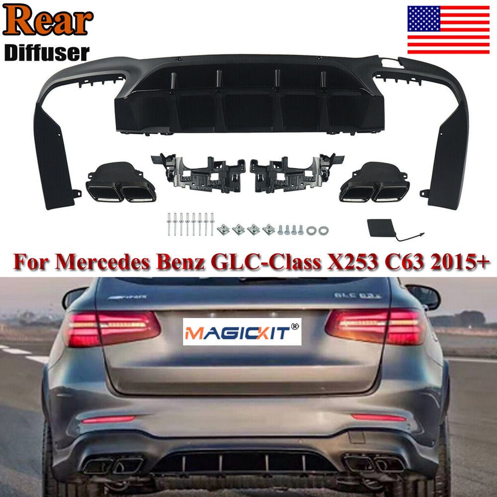 Forged LA For Benz GLC AMG LINE X253 SUV 2015-2019 GLC63 AMG Black Rear Diffuser & Tips