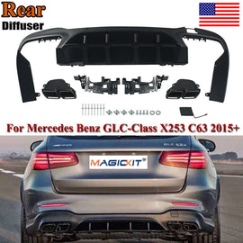 Forged LA For Benz GLC AMG LINE X253 SUV 2015-2019 GLC63 AMG Black Rear Diffuser & Tips
