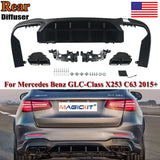 For Benz GLC AMG LINE X253 SUV 2015-2019 GLC63 AMG Black Rear Diffuser & Tips
