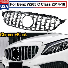 Forged LA For Mercedes Benz C Class W205 2014-2018 AMG Style Shiney Black GT R Hood Grille