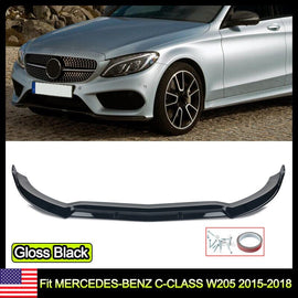 Forged LA FOR MERCEDES-BENZ C-CLASS W205 2015-18 GLOSS BLACK FRONT BARBUS STYLE BUMPER LIP