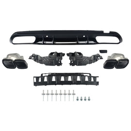 Forged LA FOR MERCEDES-BENZ C CLASS W205 C63 2015+ AMG STYLE REAR DIFFUSER+BLACK TAILPIPES