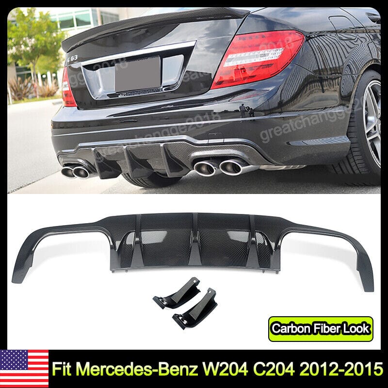 Forged LA For Mercedes-Benz W204 C204 2012-2015 AMG Style Rear Diffuser Carbon Fiber Look