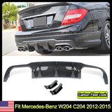 For Mercedes-Benz W204 C204 2012-2015 AMG Style Rear Diffuser Carbon Fiber Look