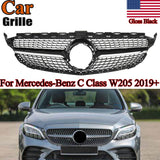 For Mercedes Benz W205 C-CLASS 2019-on Front Grille Diamond Style Black Grille