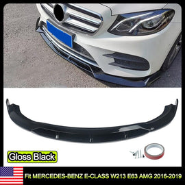 Forged LA For MERCEDES-BENZ W213 E63 AMG 2016-2019 Bumper Spoiler Front Lip Gloss Black