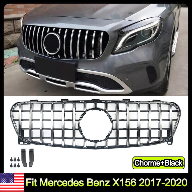 Forged LA For Mercedes Benz X156 2017-2020 GT R Style Front Radiator Grille Chrome+Black