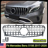 For Mercedes Benz X156 2017-2020 GT R Style Front Radiator Grille Chrome+Black