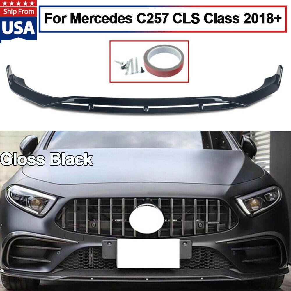 Forged LA FOR MERCEDES C257 CLS CLASS 2018-ONWARDS GLOSSY BLACK FRONT BUMPER LIP SPLITTER