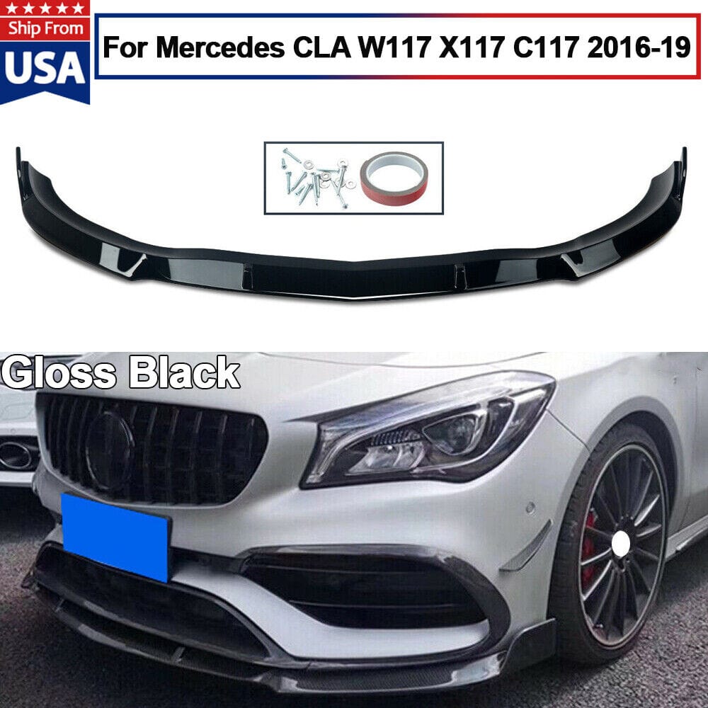 Forged LA FOR MERCEDES CLA W117 C117 X117 16-2019 AMG LOOK GLOSS BLACK FRONT SPLITTER LIP