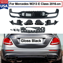 Forged LA FOR MERCEDES E CLASS W213 SEDAN E63 LOOK REAR BUMPER DIFFUSER & BLACK TAILPIPES