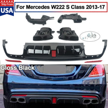 Load image into Gallery viewer, Forged LA For Mercedes S Class W222 13-17 BRABUS Style Rear Diffuser&amp; TailPipe Gloss Black