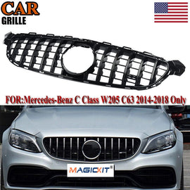 Forged LA For Mercedes W205 C205 C63 AMG 15-18 Glossy Black GT R Style Panamericana Grille
