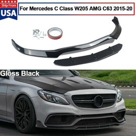 Forged LA FOR MERCEDES W205 C63 & C63S AMG 2015-20 FRONT BUMPER SPLITTER LIP GLOSS BLACK