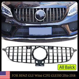 Forged LA Front Grille Grill For Mercedes Benz W166 GLE Coupe SUV 2015-2019 GT R ALL Black