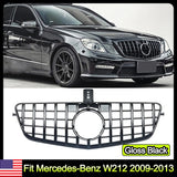 Front Hood Grille Grill For Mercedes-Benz W212 2009-2013 Gloss Black GT R Style