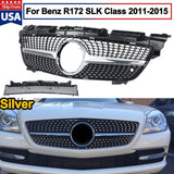 Front Upper + Lower Grille Diamond Style For Mercedes Benz R172 SLK-CLASS 12-16