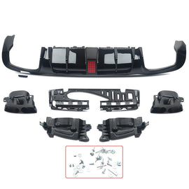 Forged LA GLOSS BLACK FOR MERCEDES E CLASS W213 16-20 BRABUS LOOK REAR DIFFUSER+TAILPIPES