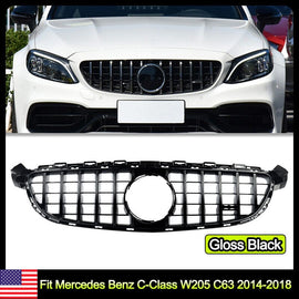 Forged LA Gloss Black GT Style Front Grille For Mercedes Benz C-Class W205 C63 2014-2018