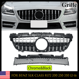 GT Chrome & Black Front Bumper Grille For Mercedes-Benz R172 SLK Class 2011-16