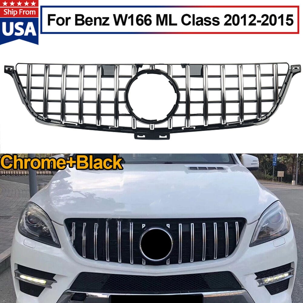 Forged LA GT R Front Grill Chrome Black For Mercedes Benz W166 ML-CLASS Facelift 2012-2016