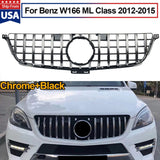 GT R Front Grill Chrome Black For Mercedes Benz W166 ML-CLASS Facelift 2012-2016