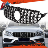 GTR Style Grille FOR Mercedes Benz W205 C-CLASS 2015-2018 Chrome Black W/ Camera