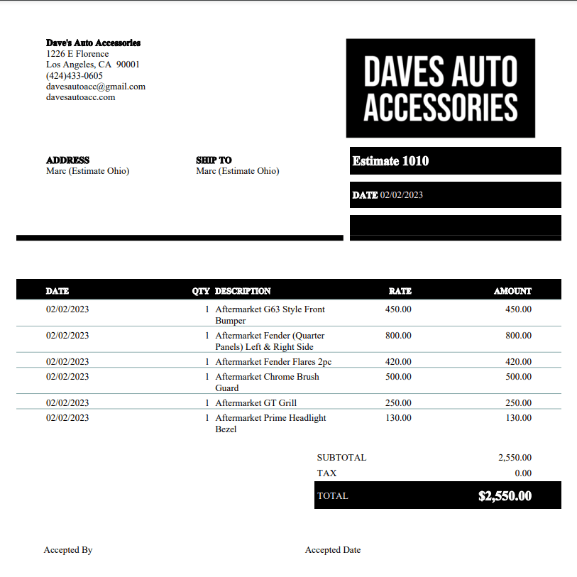 Daves Auto Accessories Marc Special Price