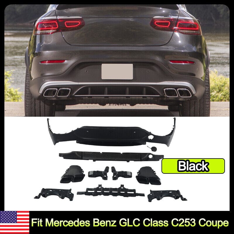 Forged LA Rear Diffuser Lip W/ Exhaust Tips AMG Style For Mercedes Benz GLC Class C253
