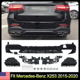 Davesautoacc.com Rear Diffuser &Tips For Benz GLC Class X253 GLC250 GLC300 GLC63 AMG LINE 2015-19
