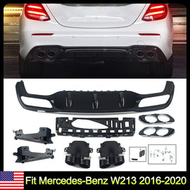 Forged LA Rear Diffuser W/ Exhaust Tip For Mercedes-Benz W213 AMG E53 Style Bumper 2016-20
