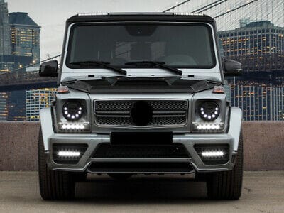 Forged LA REPLACEMENT W463 Black Mansory Headlight Fits 89 06 Mercedes GCLASS G65 G55 G500