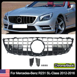 Silver+Black GT-R Hood Grille For Mercedes R231 SL-Class SL500 SL550 2013-2016