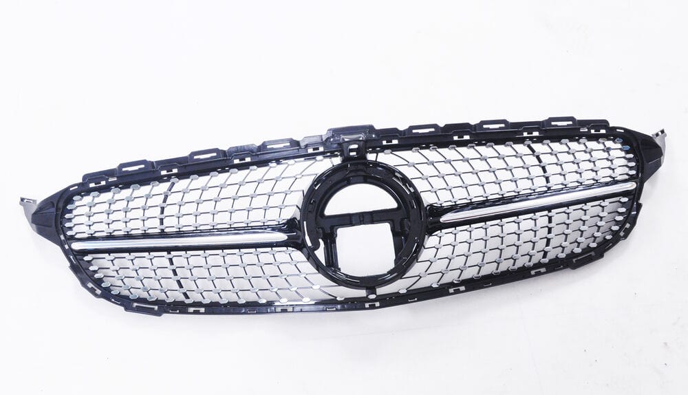 Forged LA Silver Diamond Grille W/ Camera Hole 19+ For Mercedes Benz W205 C Class C300 C43