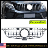 Silver Front Grille GT R For Mercedes Benz GLE Coupe W166 GLE350 GLE400 2015-18