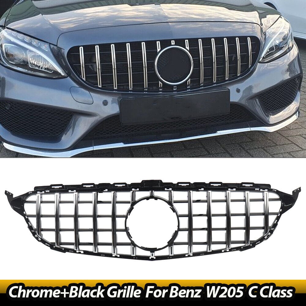 Forged LA Silver GTR Grille Front Bumper Grill For Mercedes Benz W205 C180 C200 C300 15-18