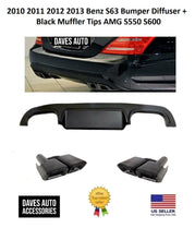 Load image into Gallery viewer, BMW VehiclePartsAndAccessories 2010 2011 2012 2013 Benz S63 Bumper Diffuser + Black Muffler Tips AMG S550 S600