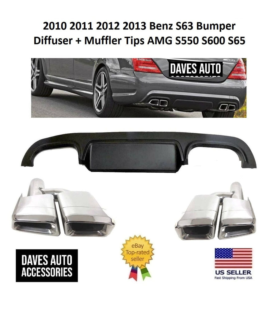 BMW VehiclePartsAndAccessories 2010 2011 2012 2013 Benz S63 Bumper Diffuser + Muffler Tips AMG S550 S600 S65