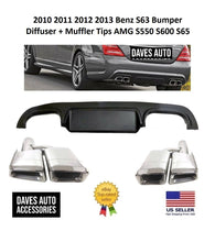 Load image into Gallery viewer, BMW VehiclePartsAndAccessories 2010 2011 2012 2013 Benz S63 Bumper Diffuser + Muffler Tips AMG S550 S600 S65