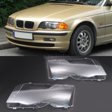 2pc Car Headlight Headlamp Lense Clear Lens Cover For BMW E46 3-series 4DR 98-01