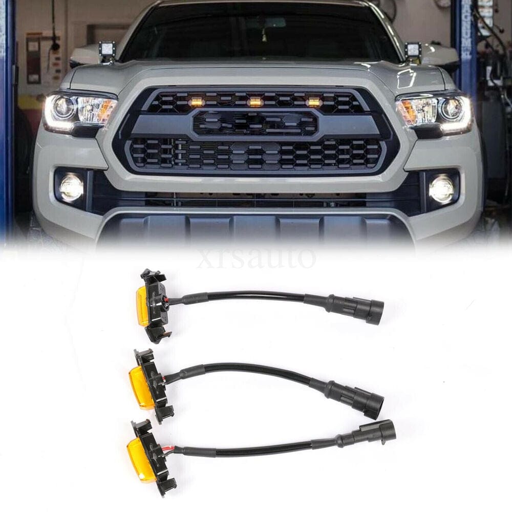 Forged LA VehiclePartsAndAccessories 3x Raptor Style LED Amber Grille Lights Fit For 2016-2019 Toyota Tacoma TRD PRO