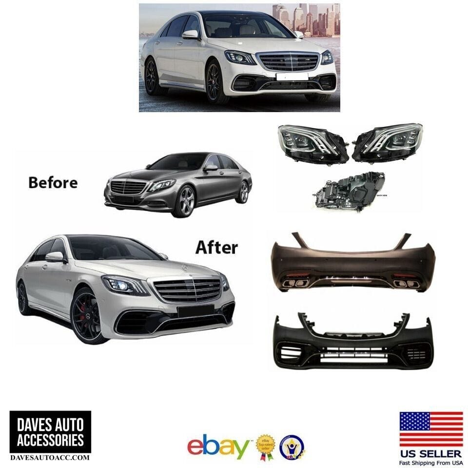 Aftermarket Products VehiclePartsAndAccessories Aftermarket 14-17 W222 S-Class AMG Style 2018+ Body Kit S63 S65 FULL FACELIFT