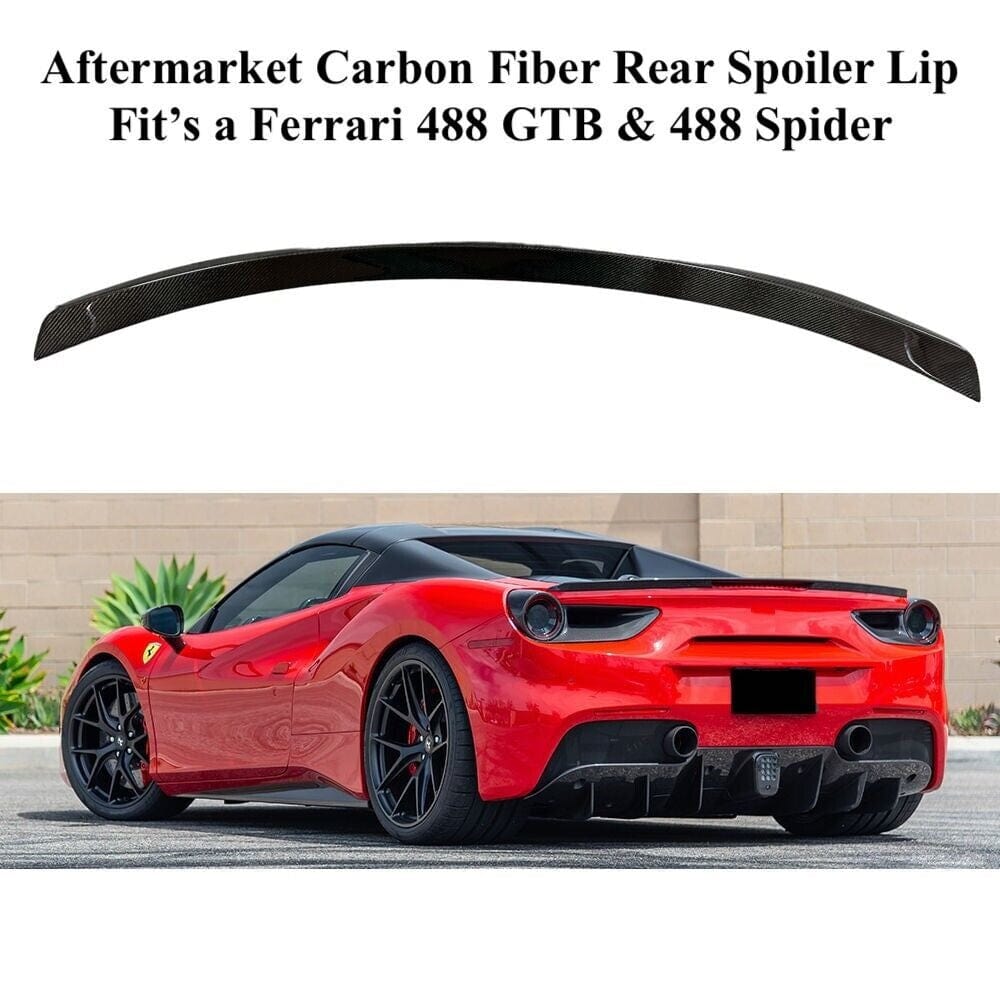 Forged LA VehiclePartsAndAccessories Aftermarket Carbon Fiber Rear Spoiler Lip for Ferrari 488 GTB & 488 Spider