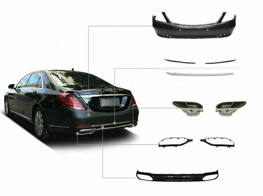 W222-MB-BK VehiclePartsAndAccessories Aftermarket Complete Front & Rear Bumper Maybach Style For Mercedes-Benz S-Class