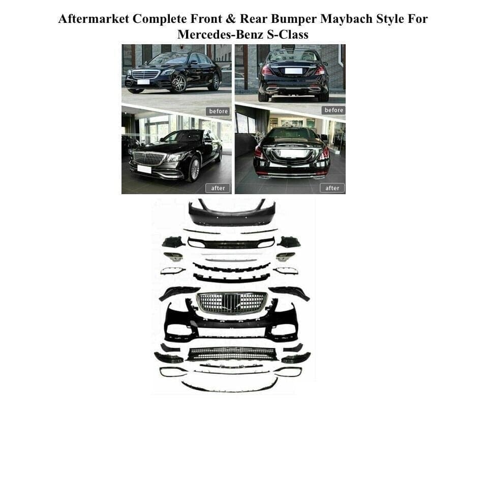 Forged LA VehiclePartsAndAccessories Aftermarket Complete Front & Rear Bumper Maybach Style For Mercedes-Benz S-Class