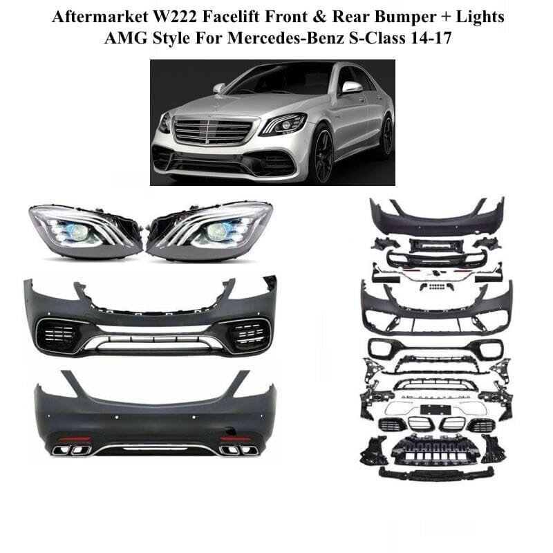 Forged LA VehiclePartsAndAccessories Aftermarket Facelift Front & Rear Bumper + Headlight AMG Style For Mbenz S-Class