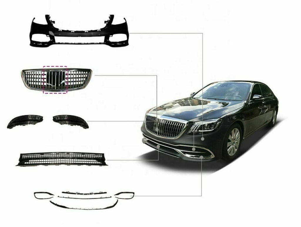 W222-MB-BK VehiclePartsAndAccessories Aftermarket Facelift W222 Maybach Conversion Kit For Mercedes-Benz S-Class 14-17
