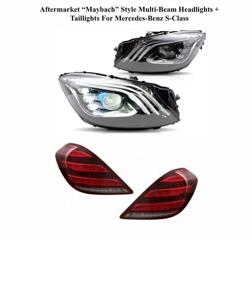 Forged LA VehiclePartsAndAccessories Aftermarket "Maybach" Style Headlights + Taillights For Mercedes-Benz S-Class