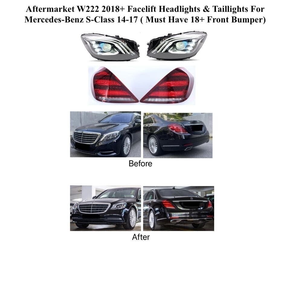 Forged LA VehiclePartsAndAccessories Aftermarket W222 2018+ Facelift Headlights & Taillights For MercedesBenz S-Class