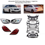 Aftermarket W222 AMG Front+Rear Bumper + Lights For Mercedes-Benz S-Class 14-17